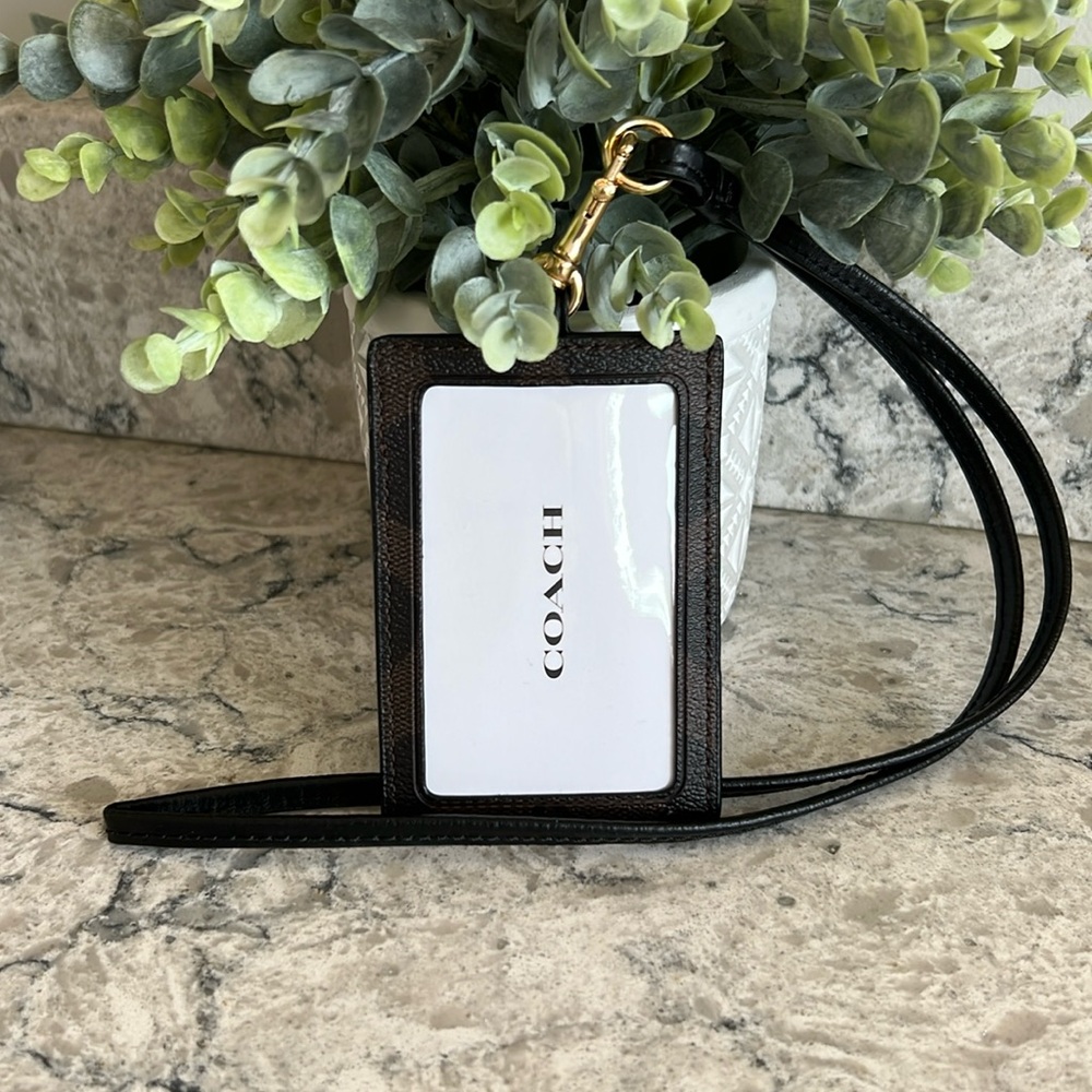 Coach Signature Black and Brown ID/Card Holder